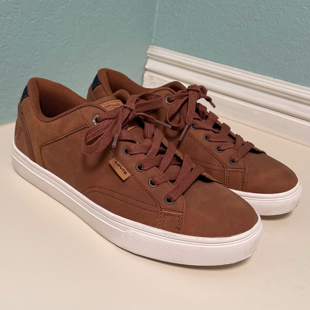 Levi’s Men’s Courtright Sneakers 501 Brown Synthetic Leather Size 8